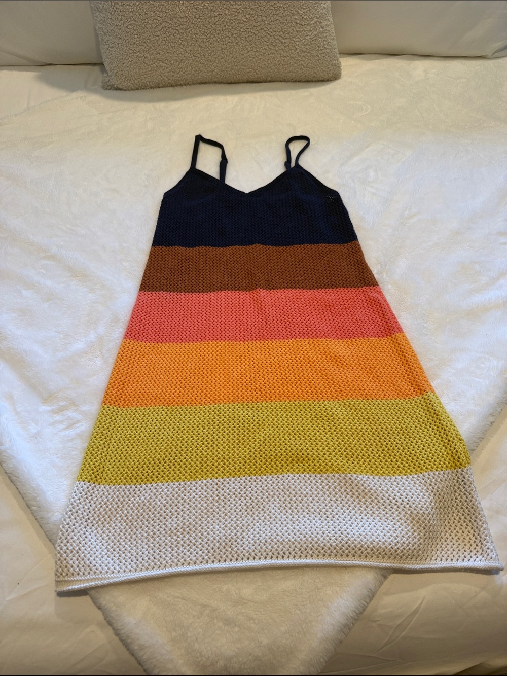 Arie Striped crochet Sundress - Navy, Brown, Pink, Orange, Yellow, White